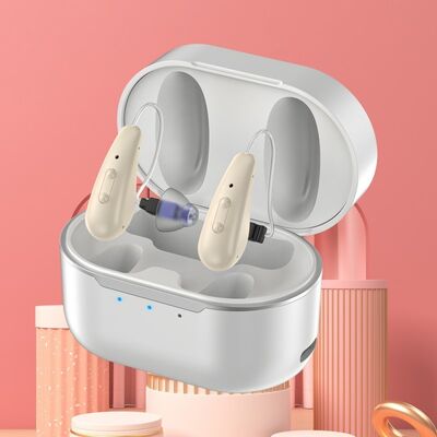 Apparecchio acustico ricaricabile BTE CIC a induzione tattile, dispositivo acustico compatto progettato per lunga durata della batteria e wireless